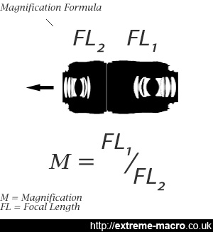 magnification formula for reversed lens